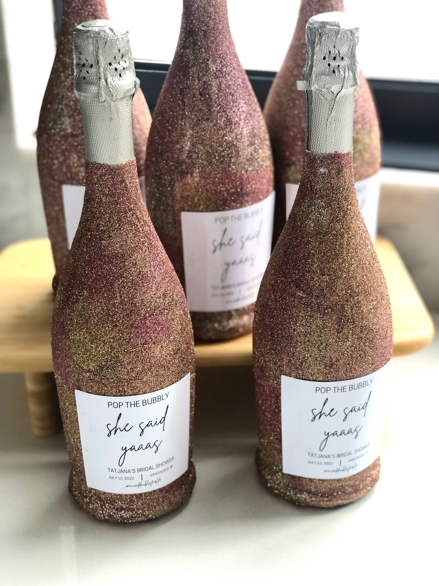 Custom Glitter Champagne Bottle