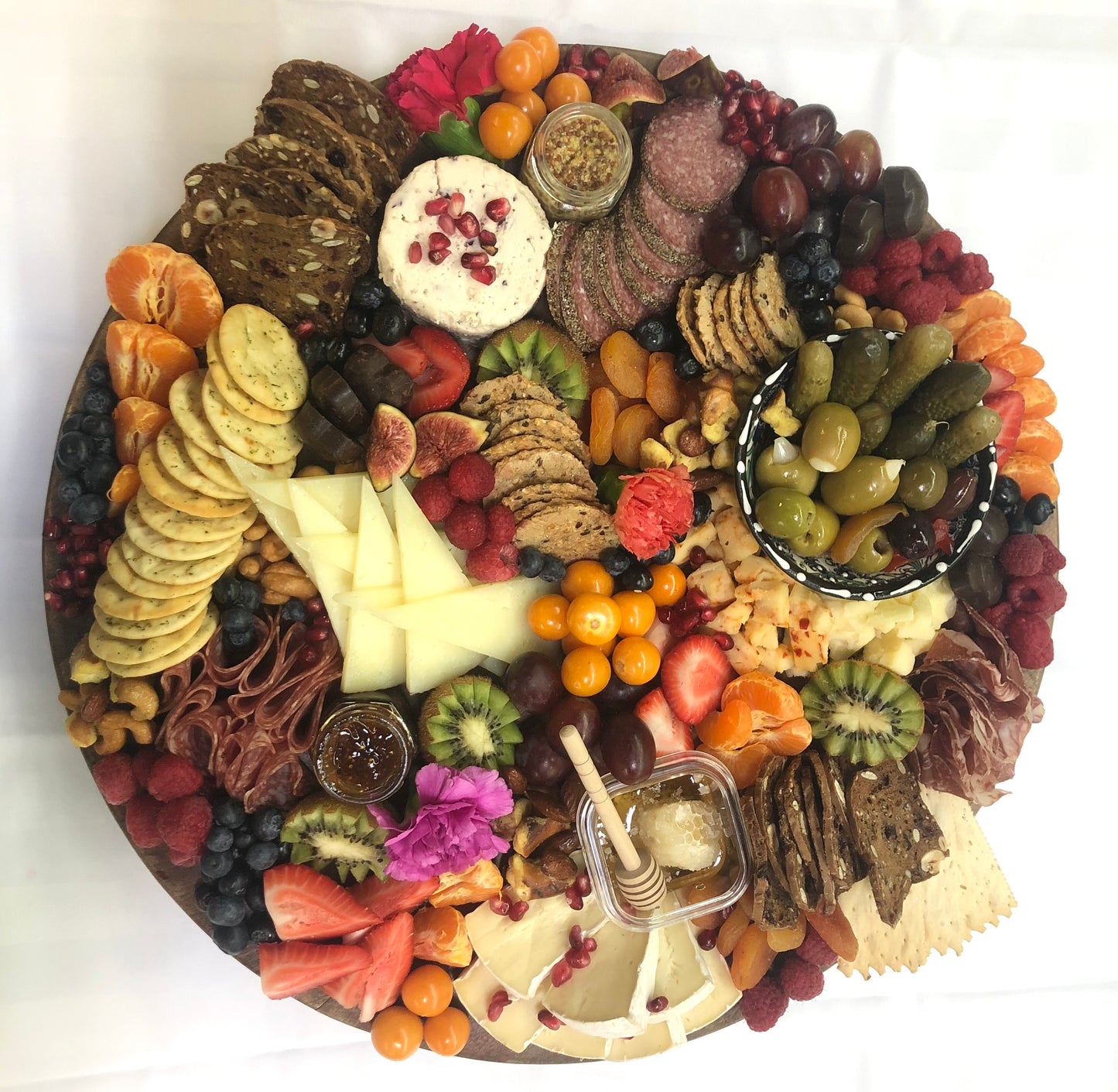 Seasonal Nibbles Charcuterie Board - Large Round Board (18 inches)